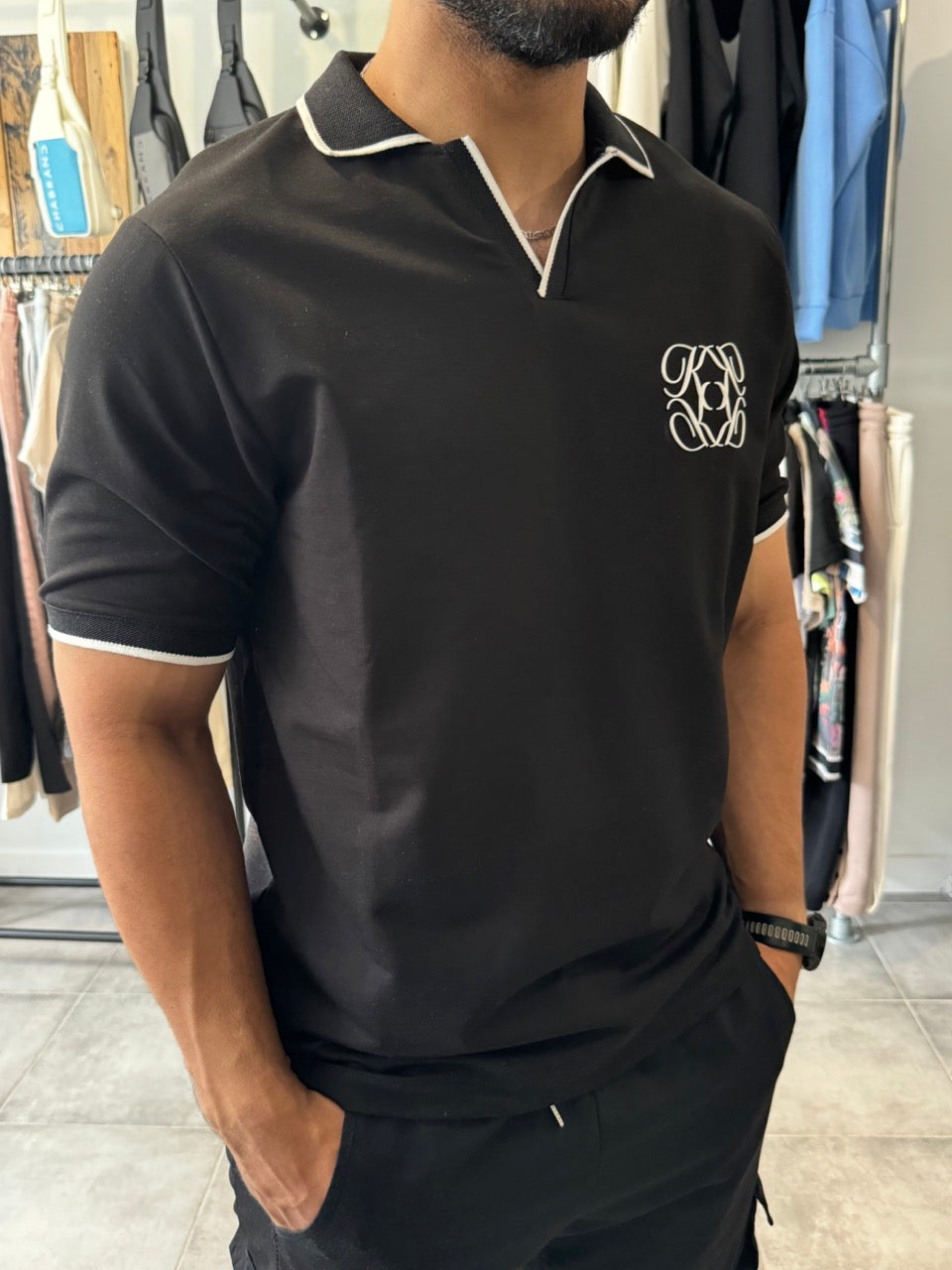 Polo AMA col V Noir