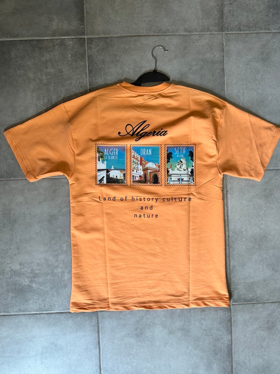 T-shirt large orange Algérie brodé land of history