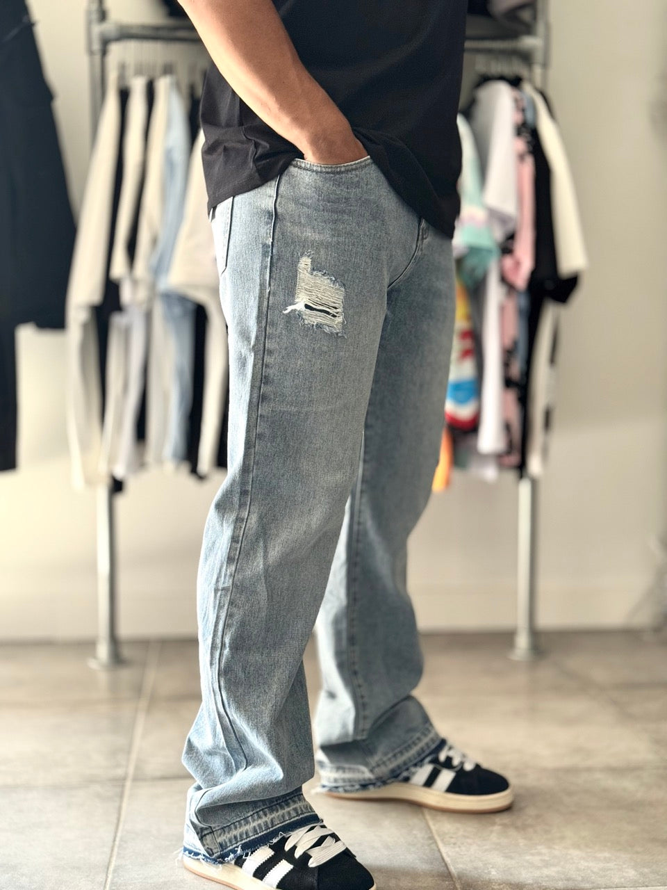 Jean large long DECH MADA bleu