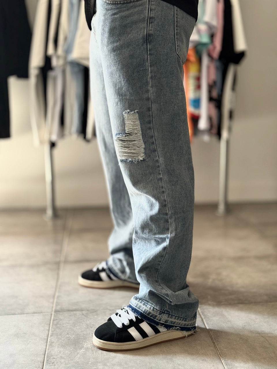 Jean large long DECH MADA bleu