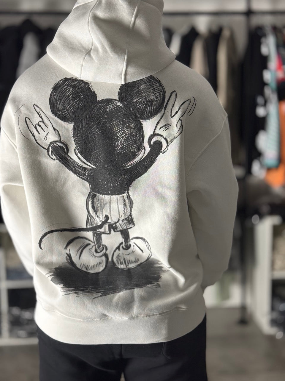 Sweat-shirt à capuche (Blanc) mickey