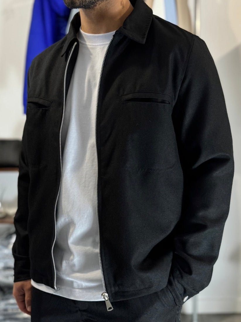 Veste classique noir fermeture éclair / Zip