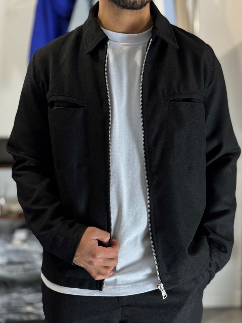 Veste classique noir fermeture éclair / Zip