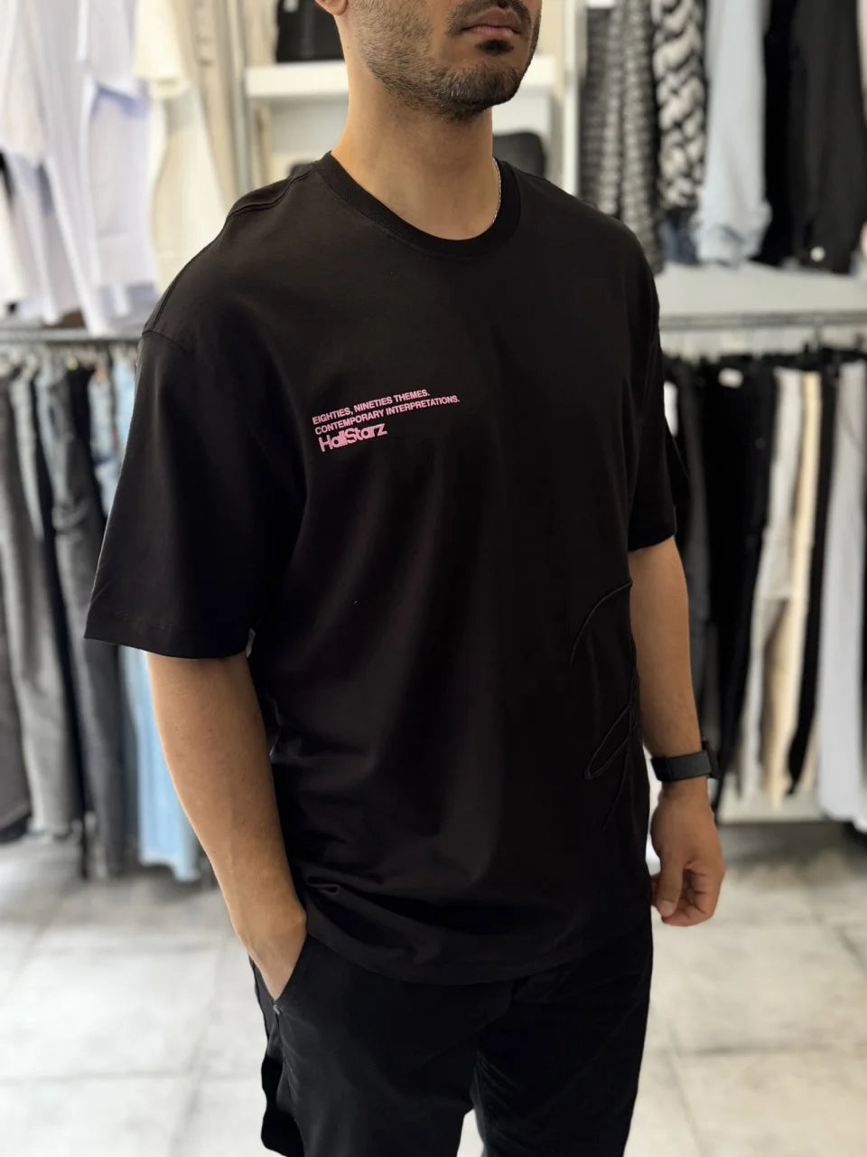 T-shirt noir panthère rose