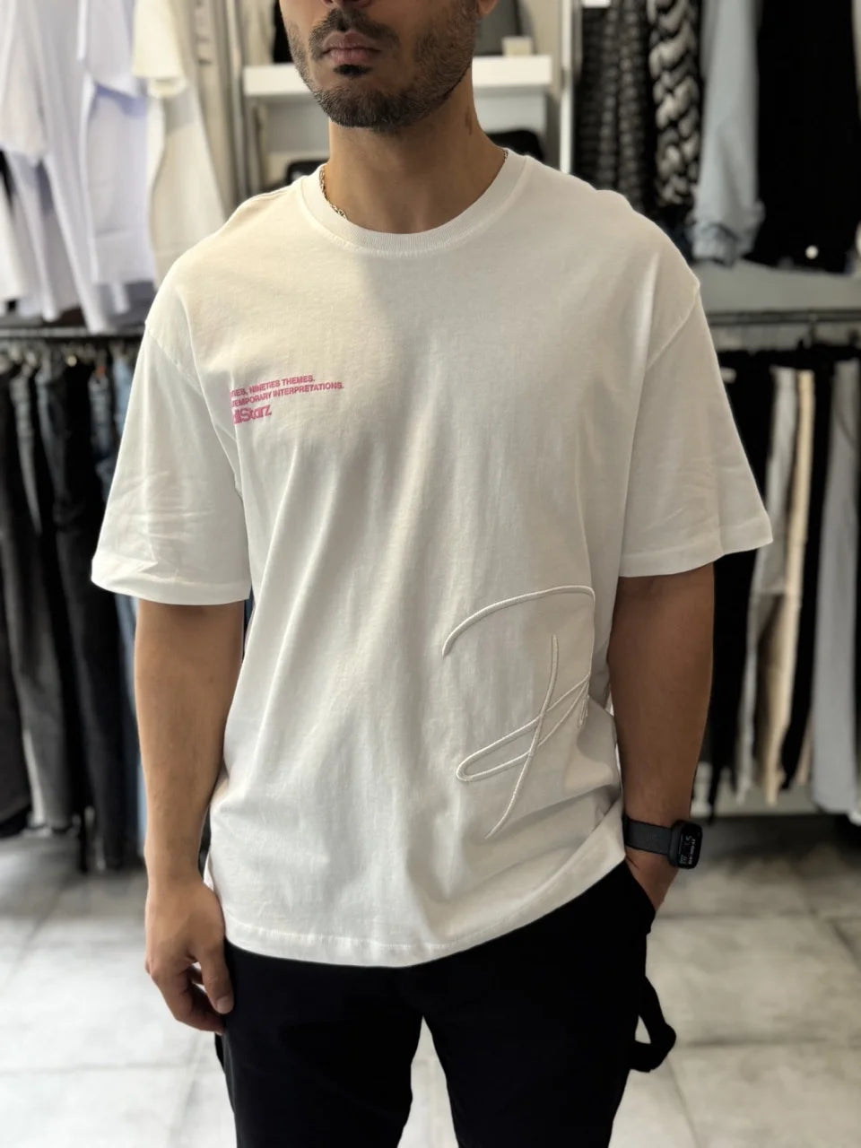 T-shirt Blanc panthère rose