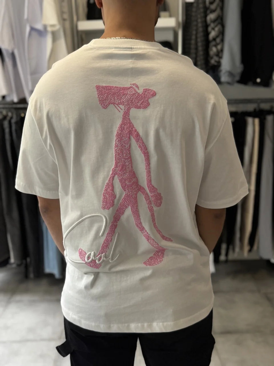 T-shirt Blanc panthère rose
