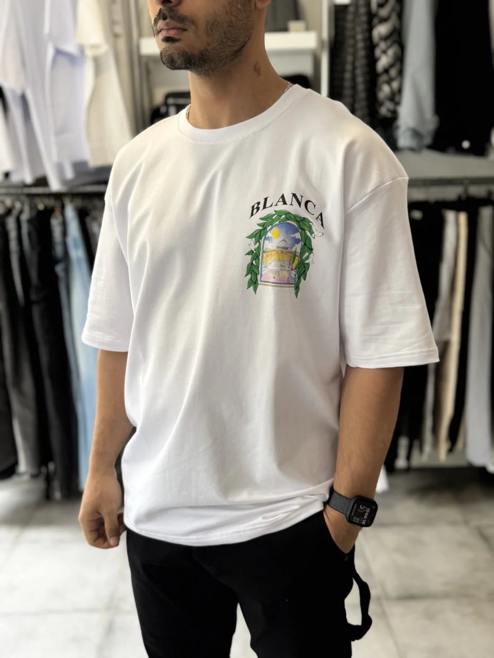 T-shirt blanca de couleur blanche