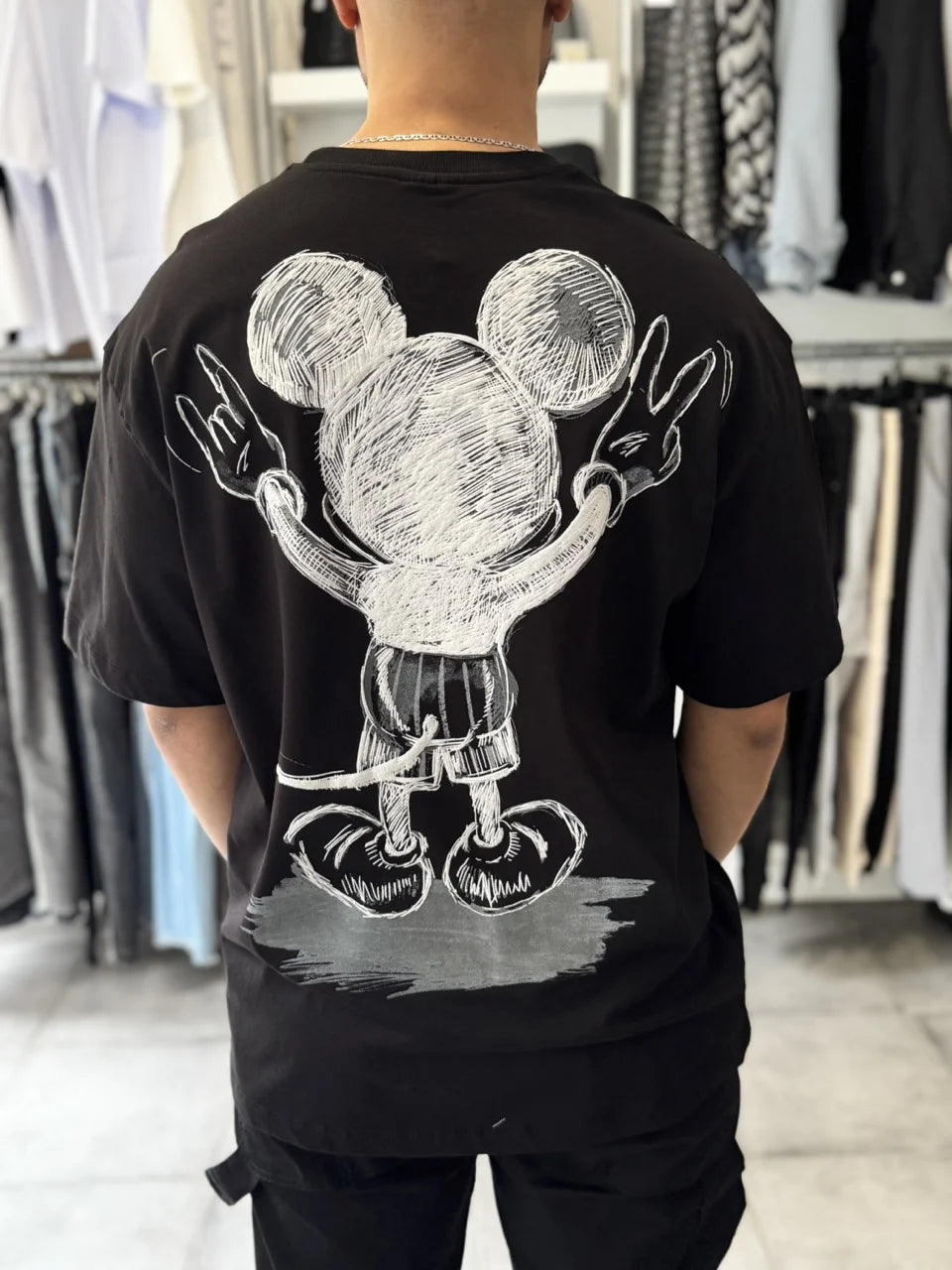 T-shirt large noir mickey