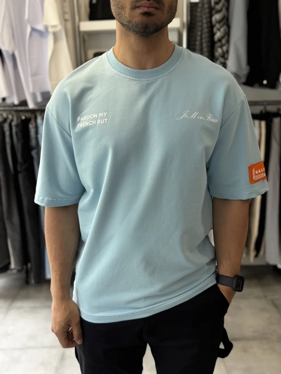 T-shirt bleu PARDON MY FRENCH