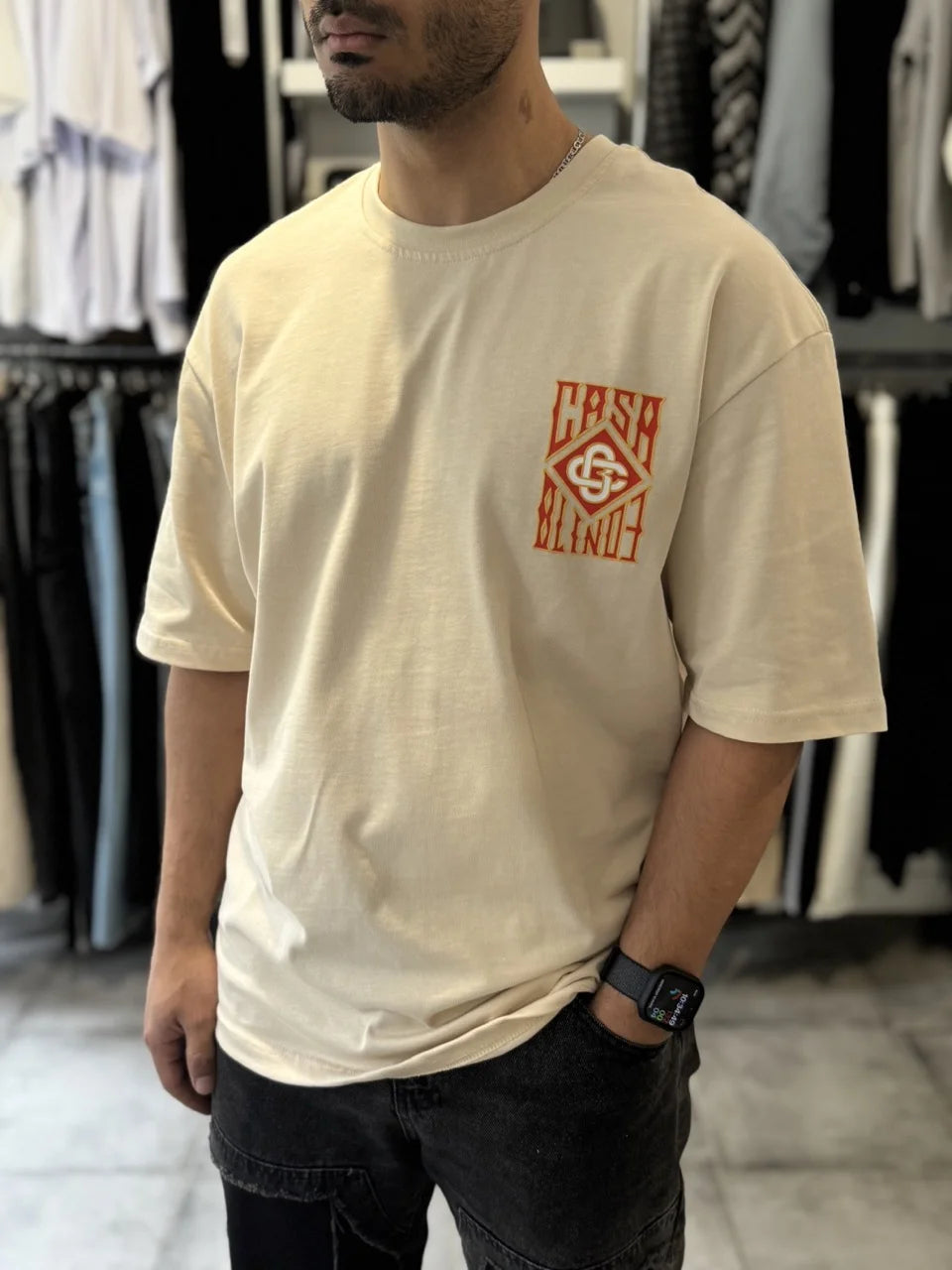 T-shirt casa blind de couleur beige