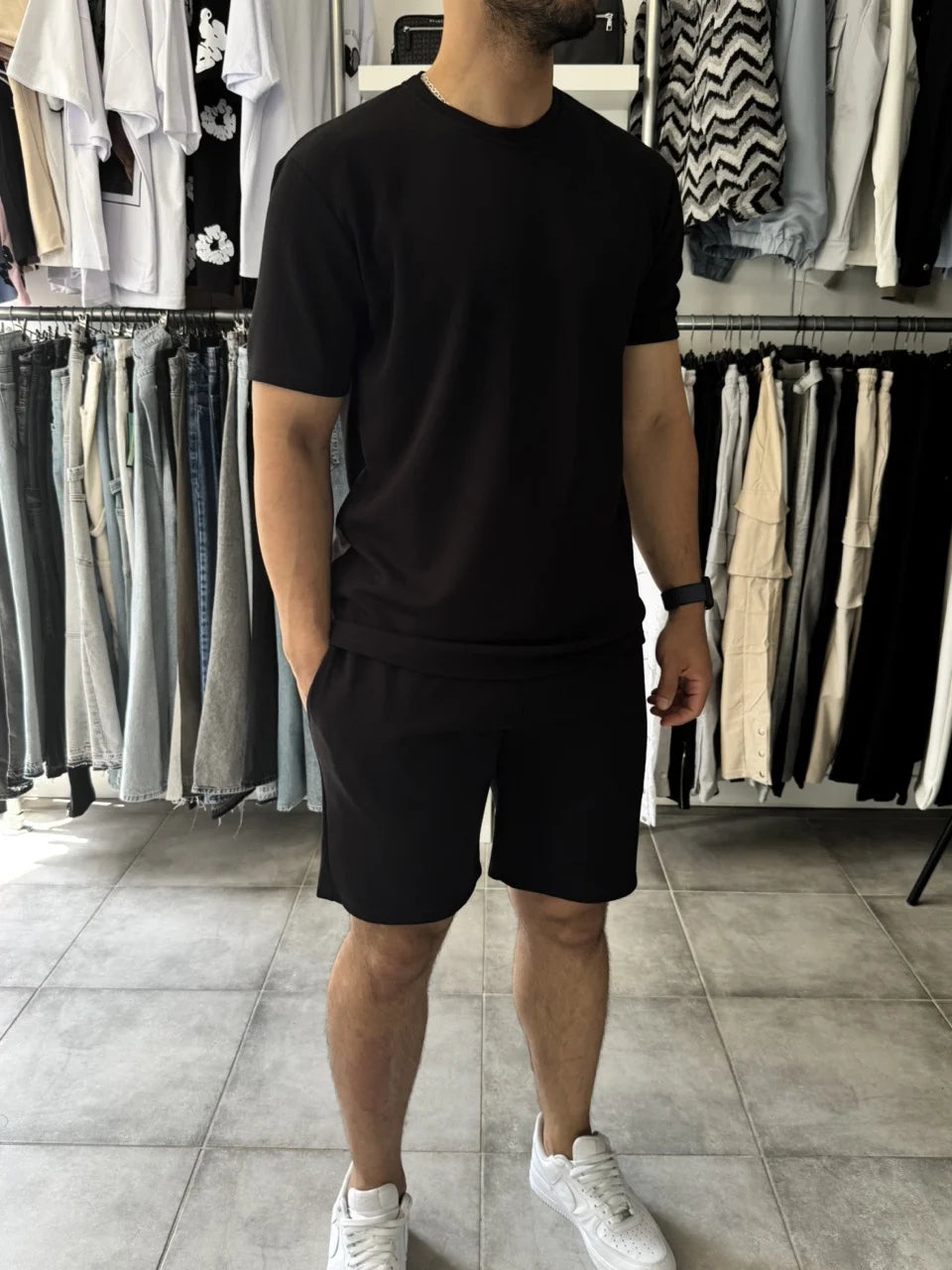 Ensemble t-shirt short basique noir