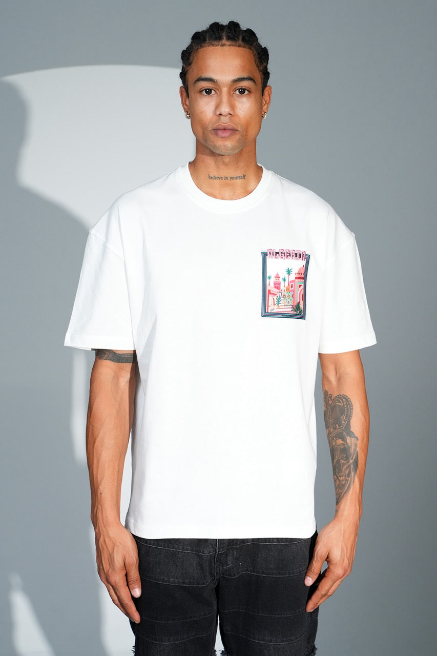 T-shirt coupe oversize brodé Algérie blanc