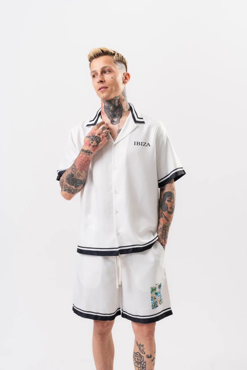 Ensemble IBIZA short chemise blanc et noir