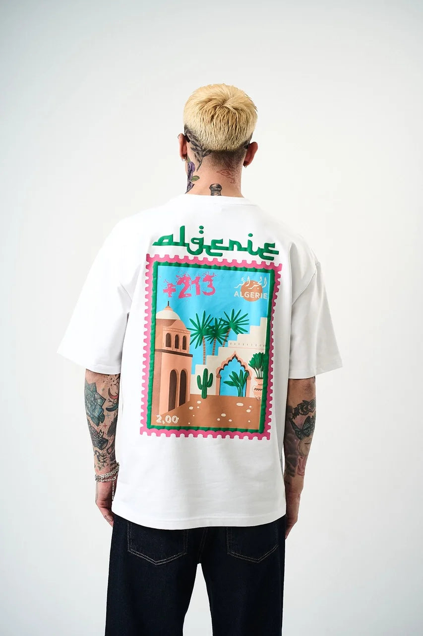 T-shirt Algérie timbre 213 Blanc