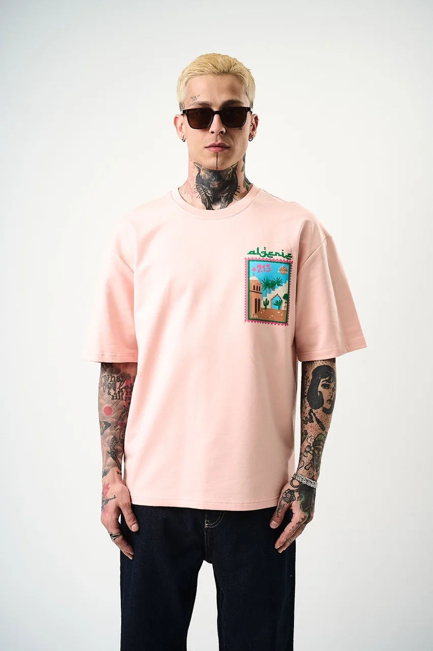 T-shirt Algérie timbre 213 Rose