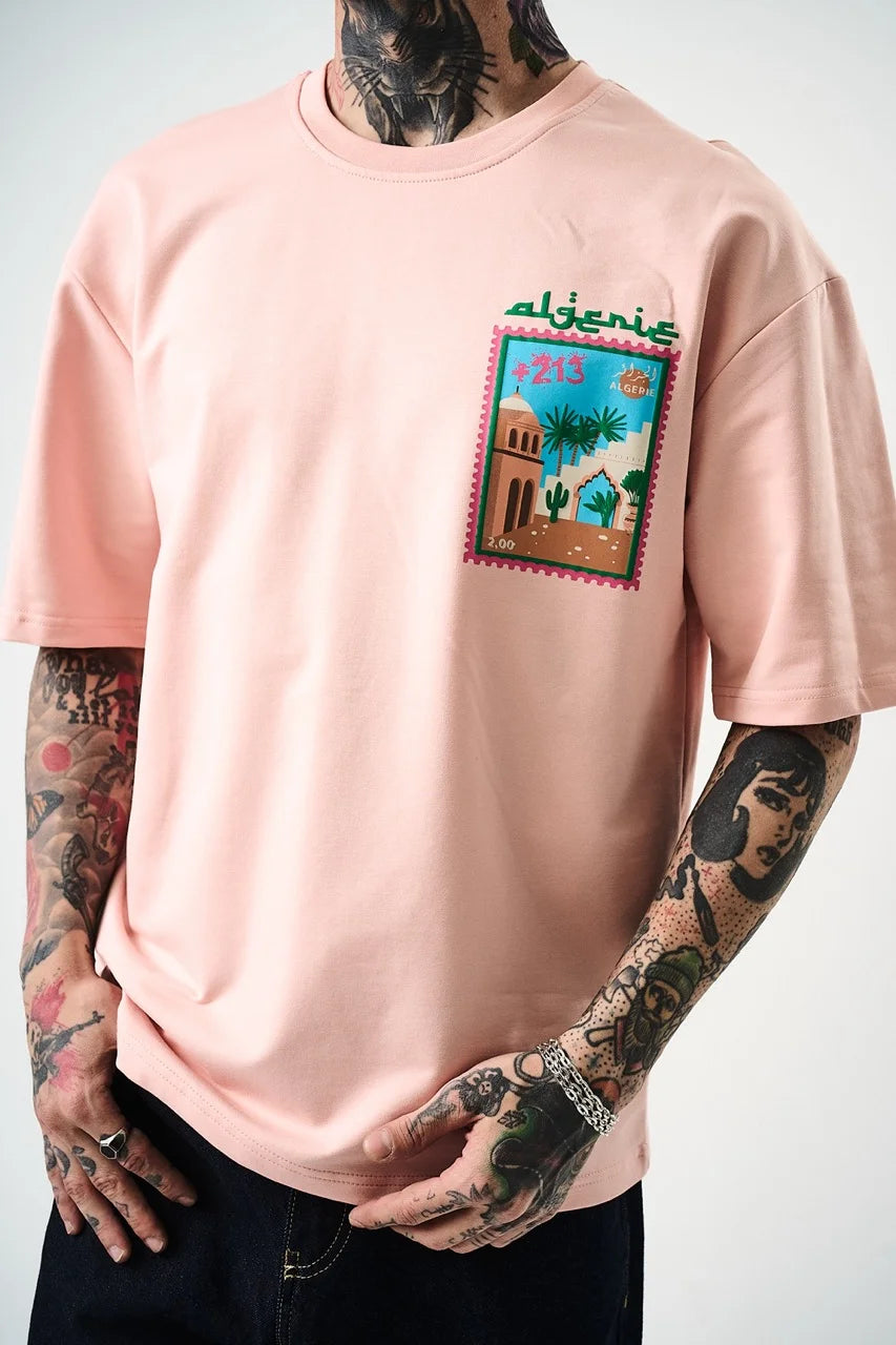 T-shirt Algérie timbre 213 Rose