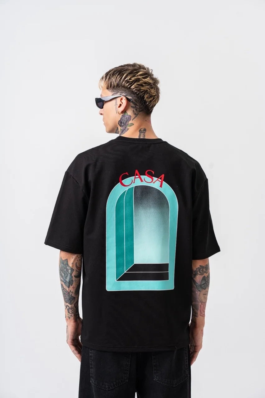 T-shirt CASA fenêtre imprimé Noir