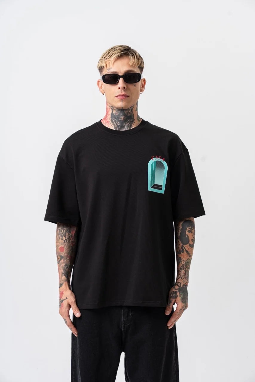 T-shirt CASA fenêtre imprimé Noir