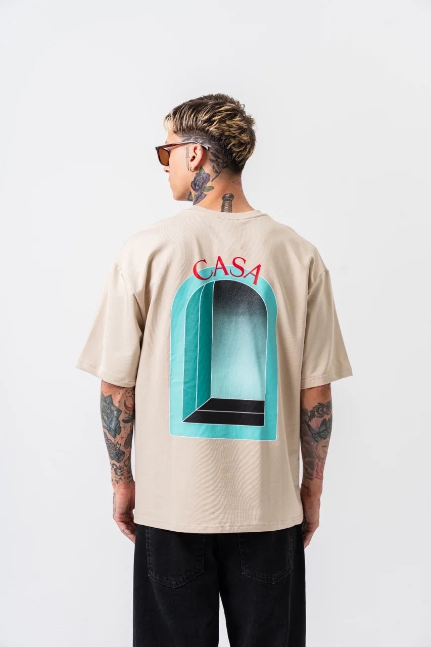 T-shirt CASA fenêtre imprimé Beige