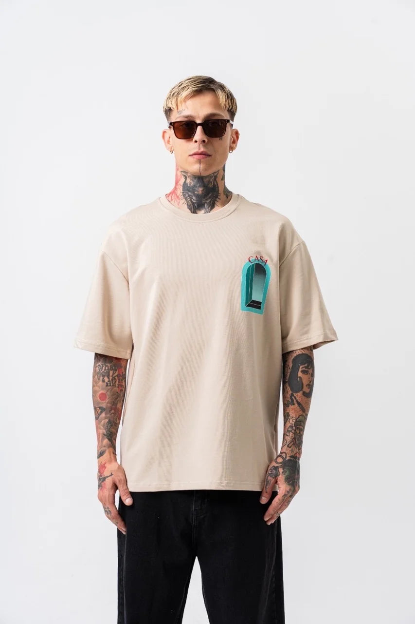 T-shirt CASA fenêtre imprimé Beige