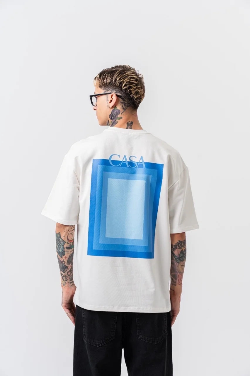 T-shirt CASA rectangle imprimé blanc