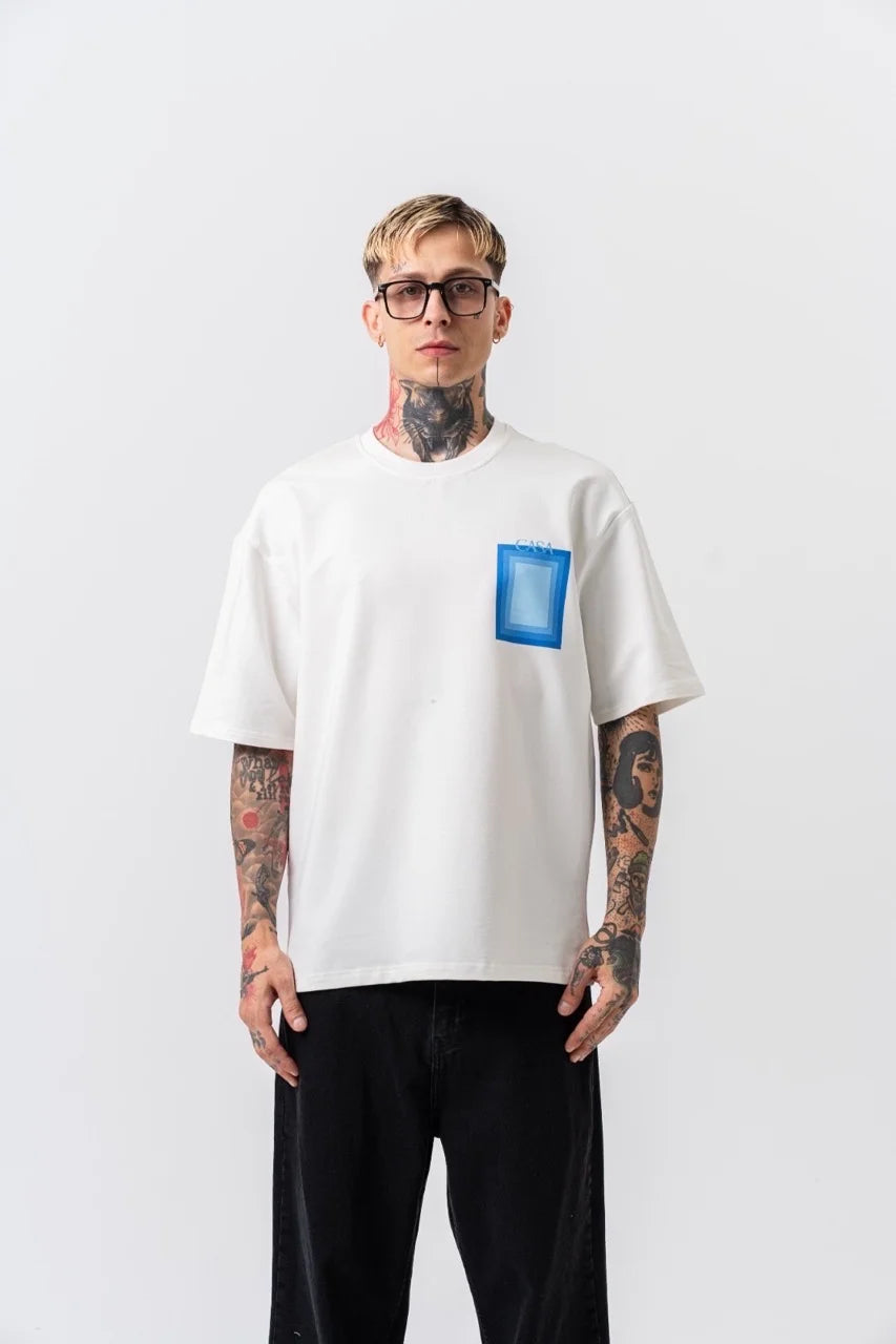 T-shirt CASA rectangle imprimé blanc