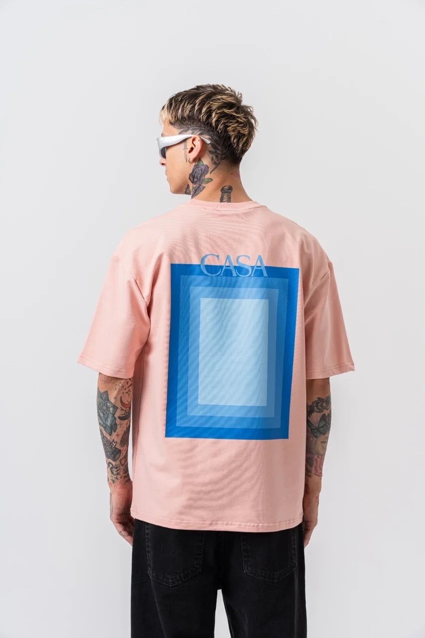 T-shirt CASA rectangle imprimé rose