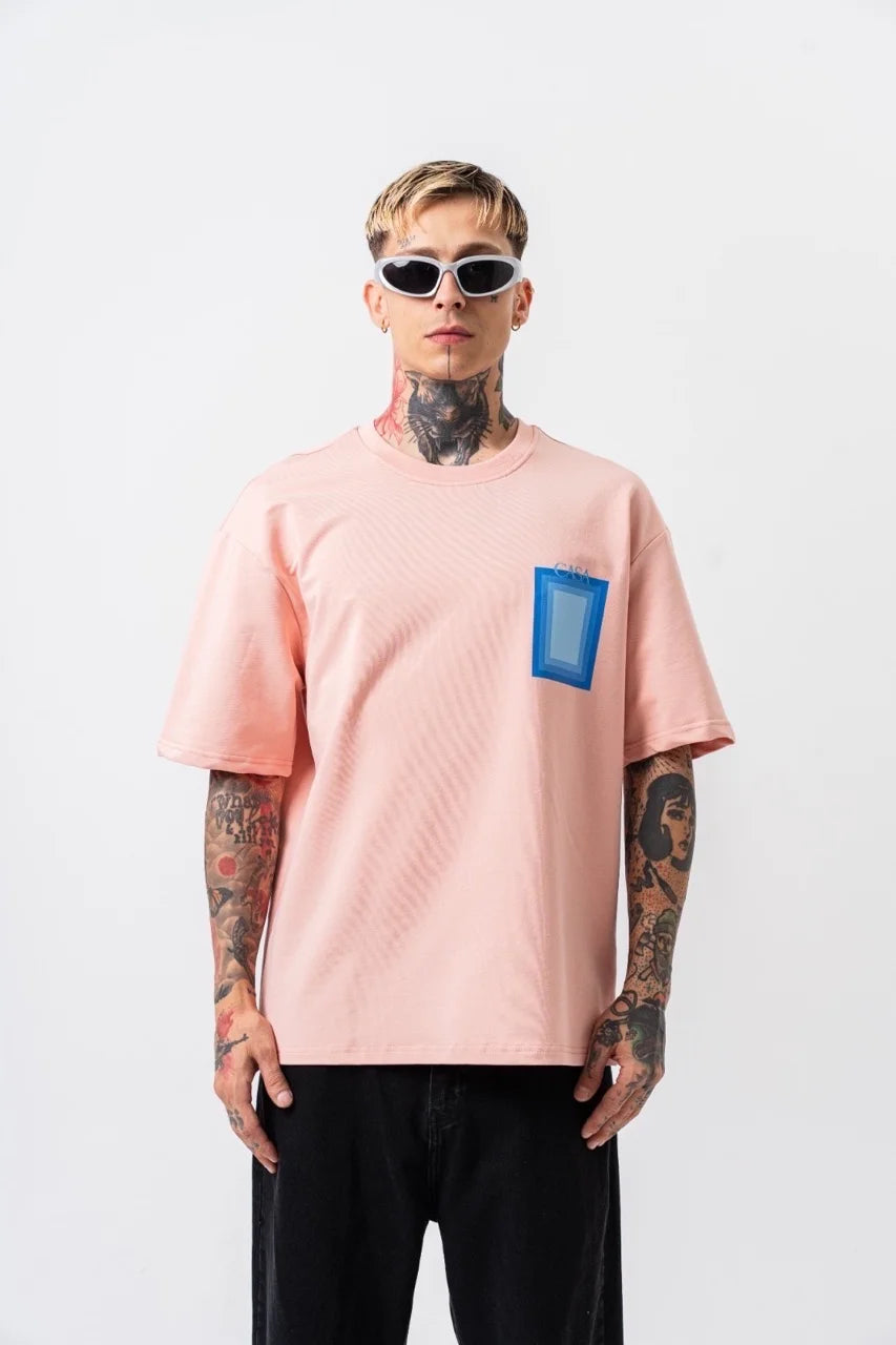 T-shirt CASA rectangle imprimé rose