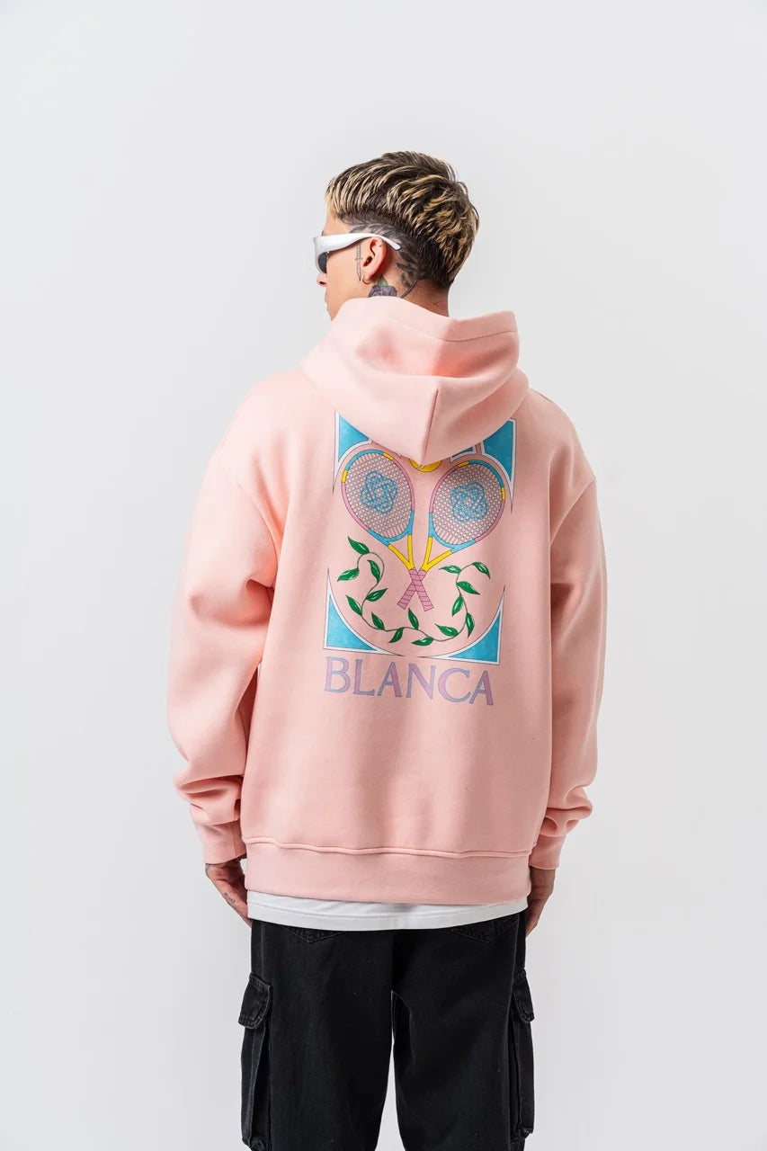 Sweat-shirt à capuche Blanca raquettes rose | Lyon