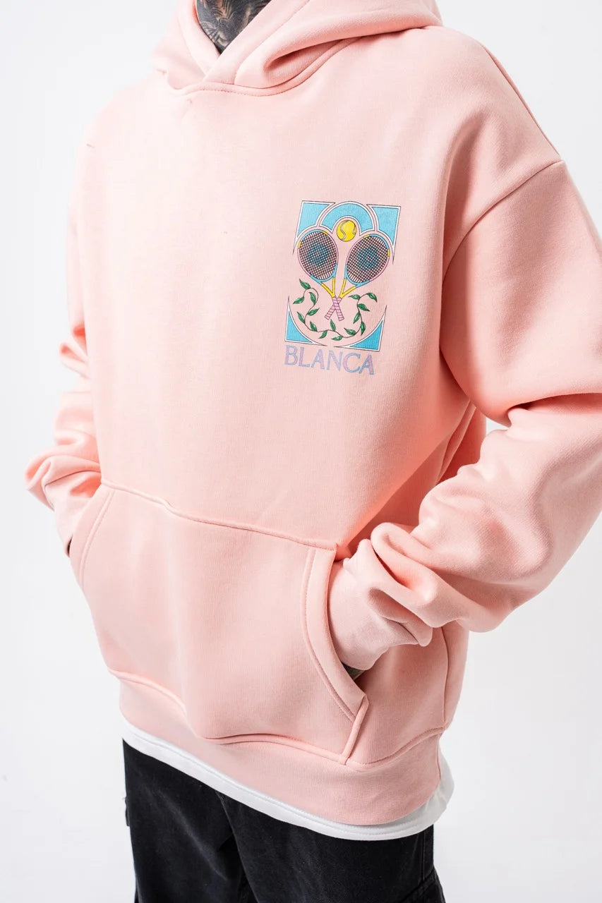 Sweat-shirt à capuche Blanca raquettes rose | Lyon