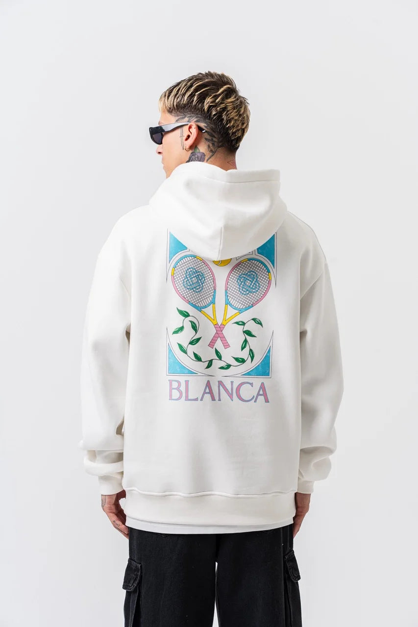 Sweat-shirt à capuche Blanca raquettes blanc | Lyon
