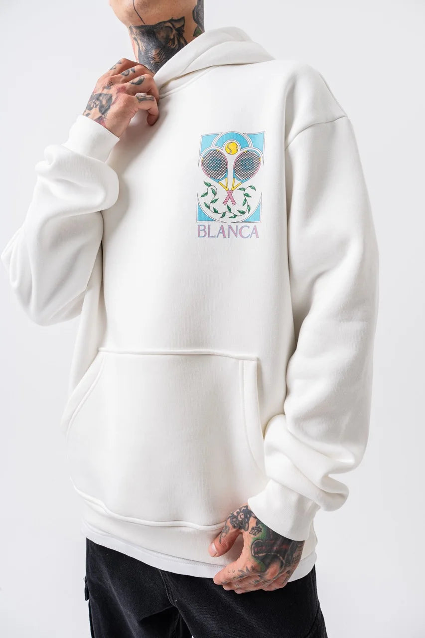 Sweat-shirt à capuche Blanca raquettes blanc | Lyon