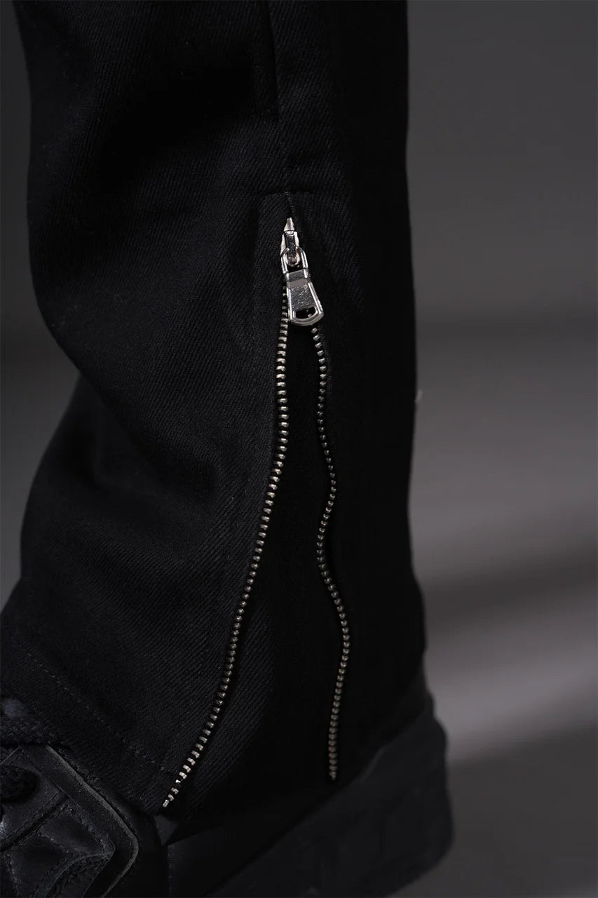 Pantalon Jean double knee évasé (Flare) fermeture éclaire noir | Lyon