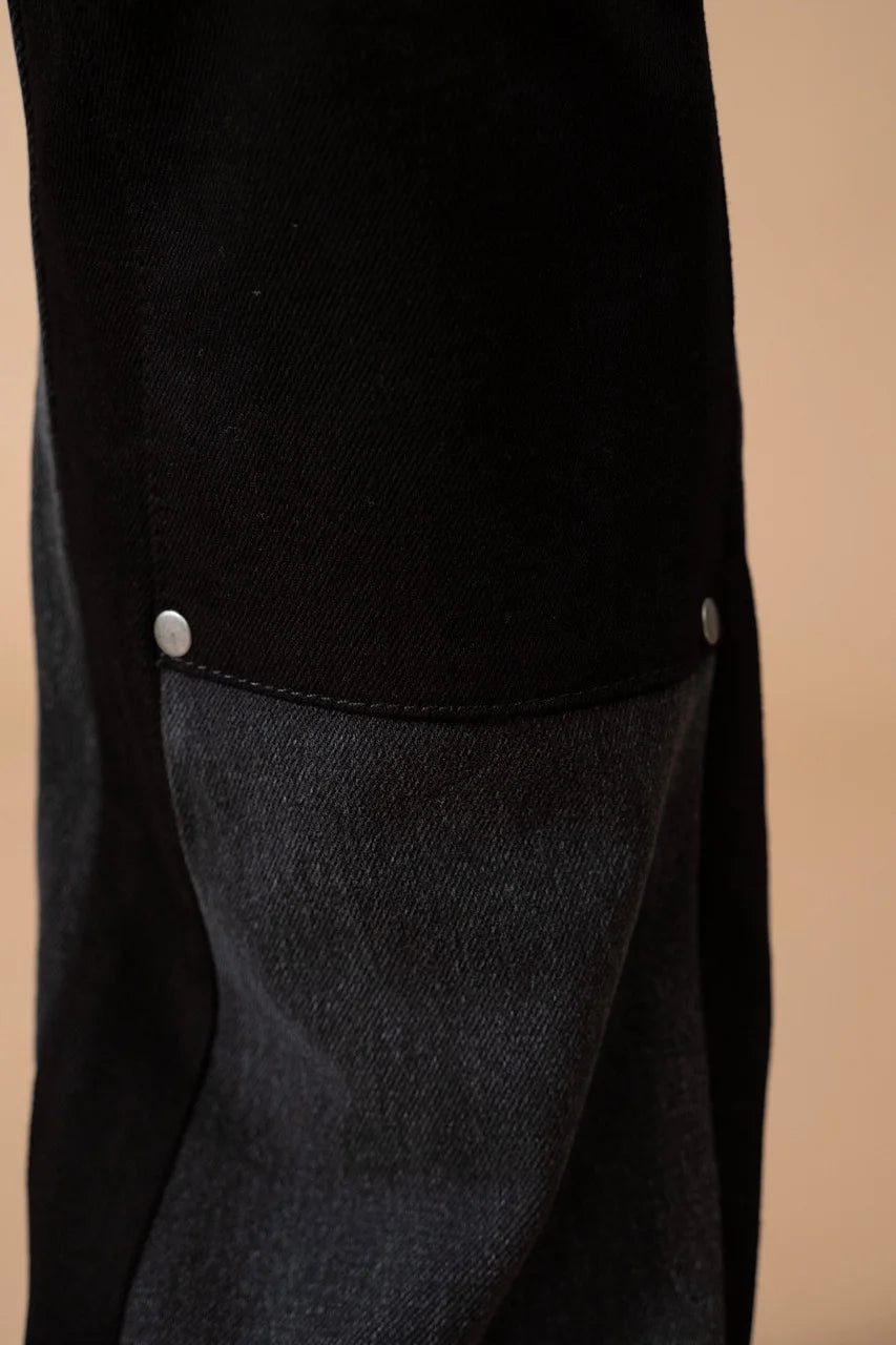 Pantalon Jean double knee évasé (Flare) noir | Lyon