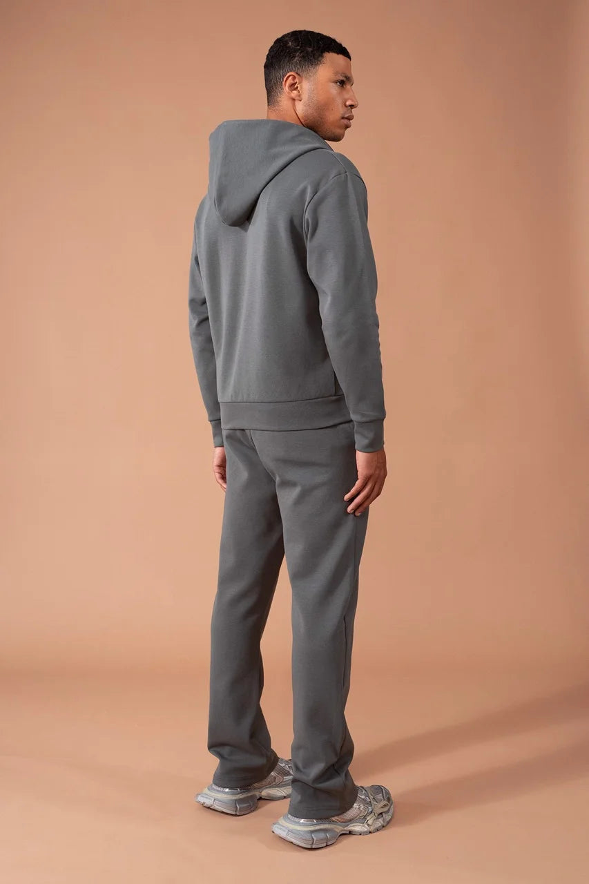 Ensemble léger trèfle a 4 feuilles veste à capuche et pantalon coupe droite Anthracite | Lyon