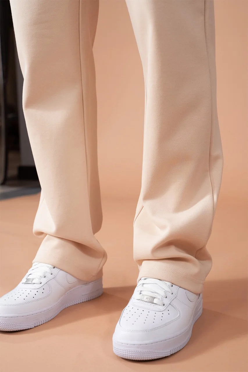 Ensemble léger trèfle a 4 feuilles veste à capuche et pantalon coupe droite beige | Lyon