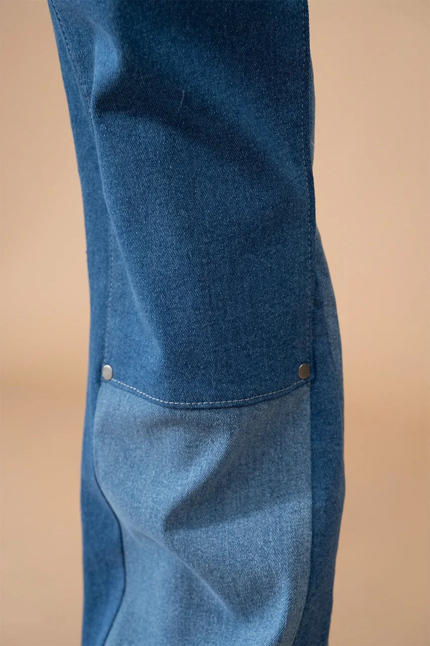 Pantalon Jean double knee évasé (Flare) Bleu | Lyon