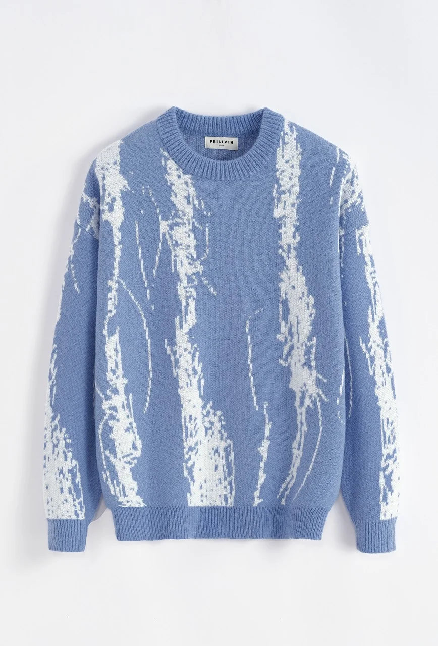 Pull en maille bleu et blanc | Lyon