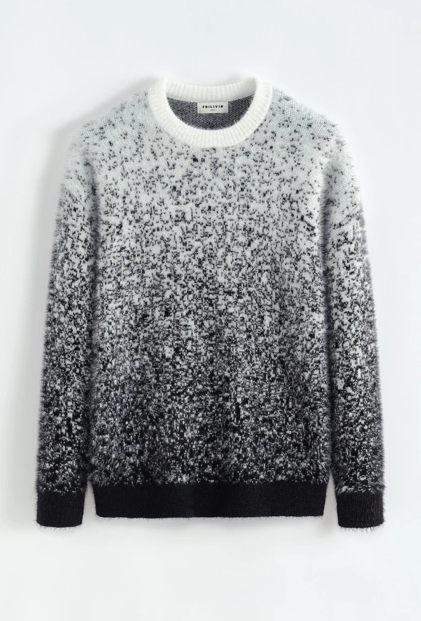 Pull en maille dégradé Blanc et noir tissu extra doux | Lyon