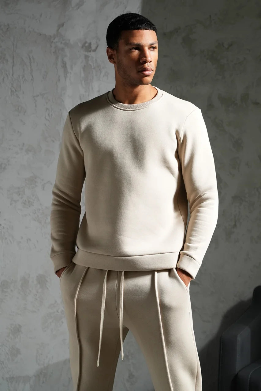 Ensemble basique pull et pantalon coupe droite Beige | Lyon