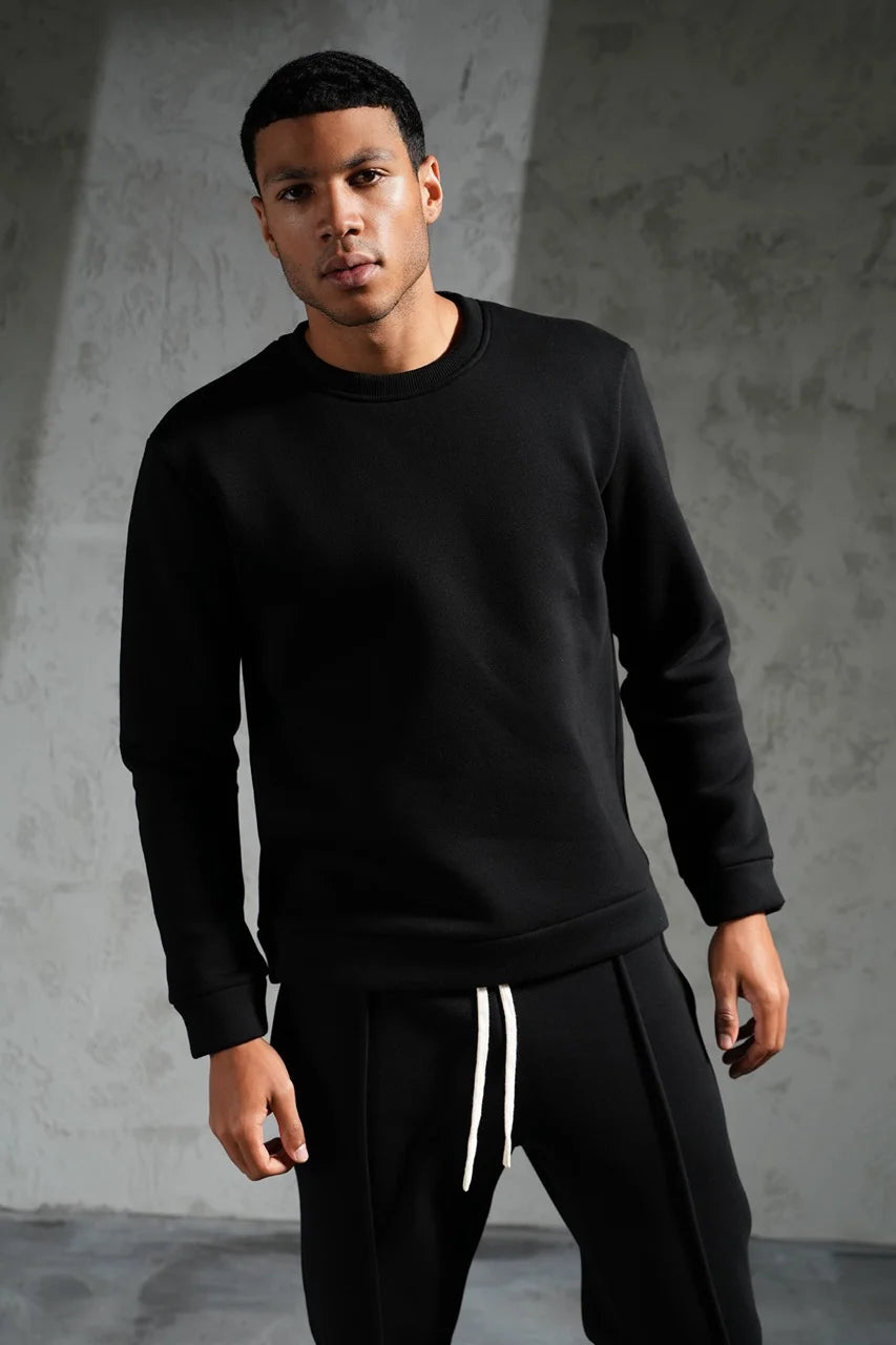 Ensemble basique pull et pantalon coupe droite Noir | Lyon