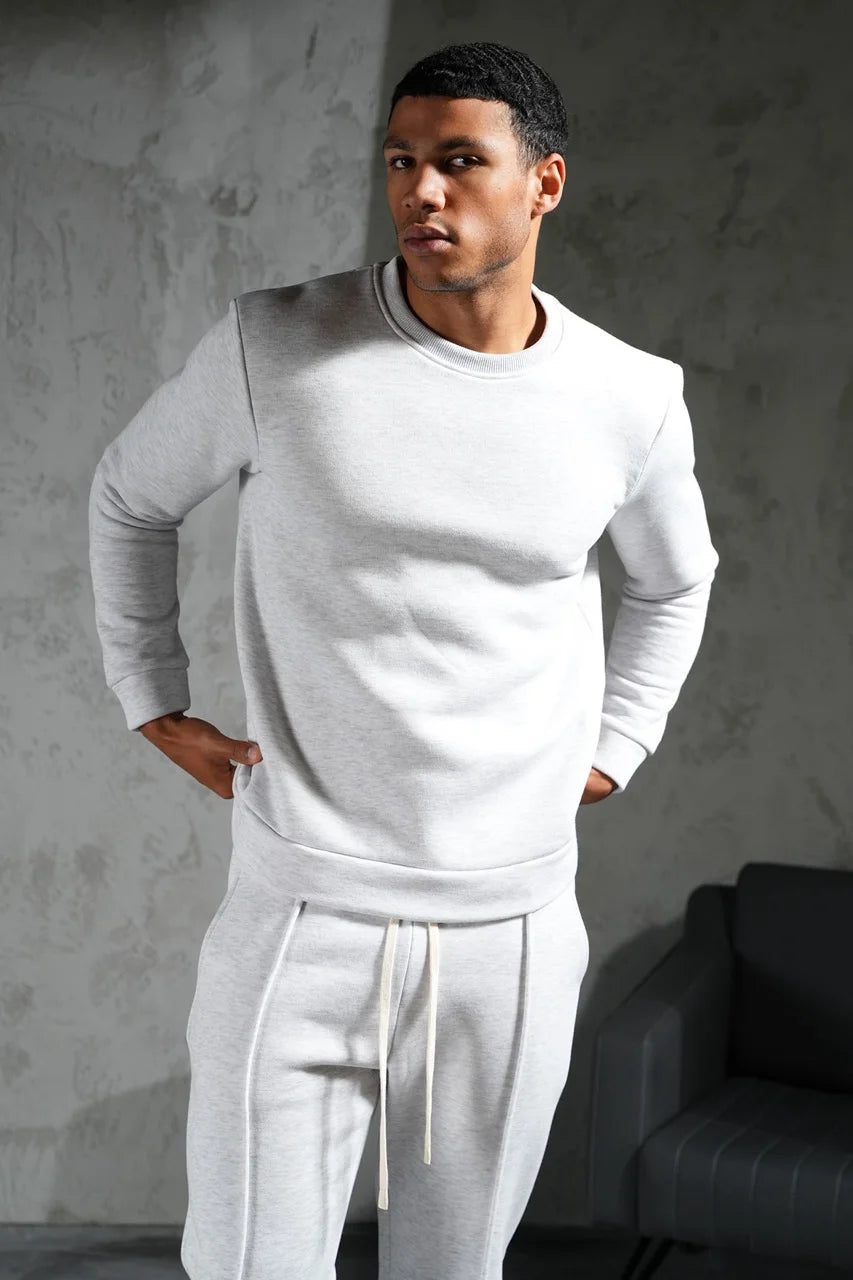 Ensemble basique pull et pantalon coupe droite Gris clair | Lyon