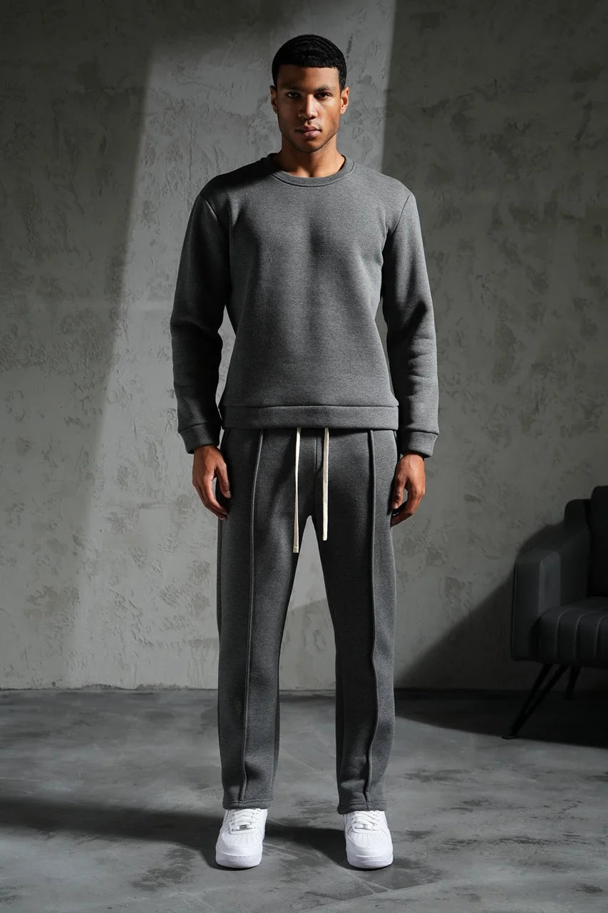 Ensemble basique pull et pantalon coupe droite Anthracite | Lyon