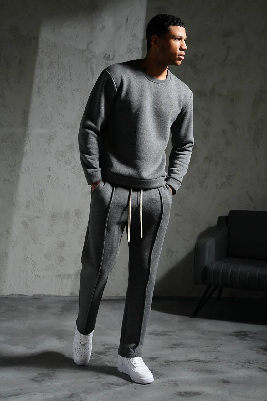 Ensemble basique pull et pantalon coupe droite Anthracite | Lyon