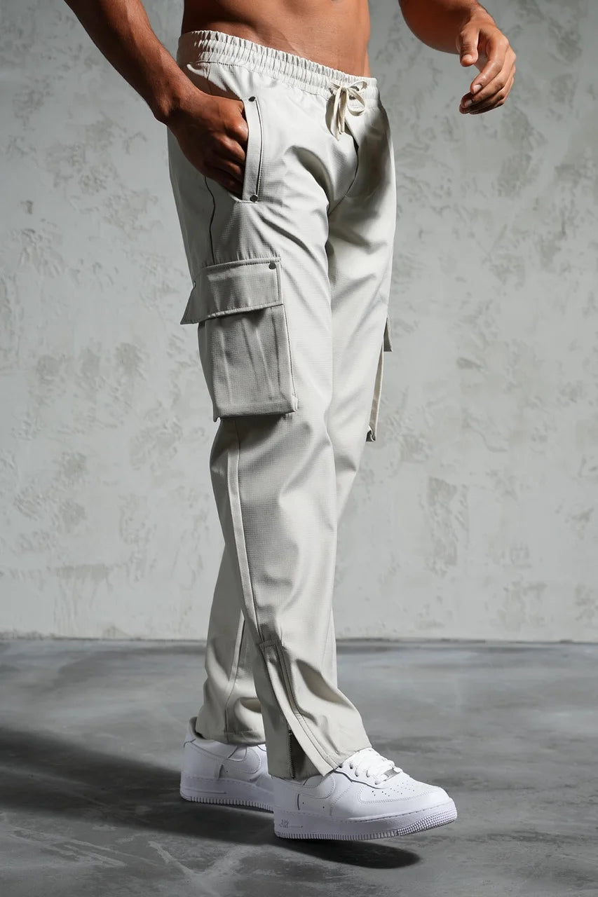 Pantalon cargo fermeture éclair de couleur Stone Gris | Lyon