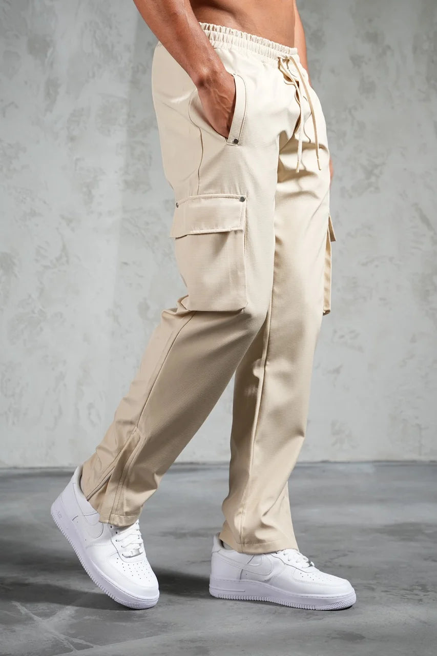 Pantalon cargo fermeture éclair de couleur Beige | Lyon
