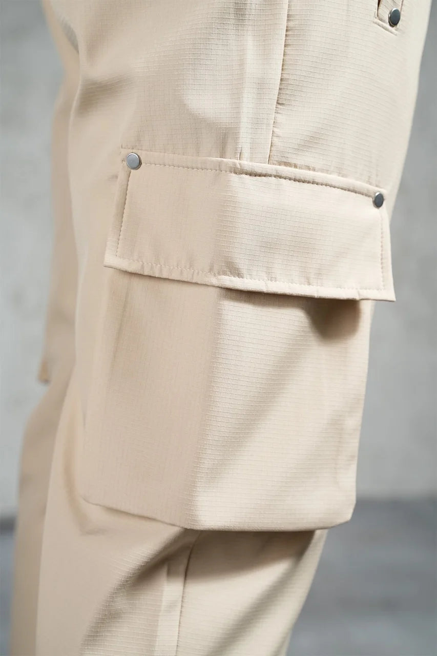 Pantalon cargo fermeture éclair de couleur Beige | Lyon