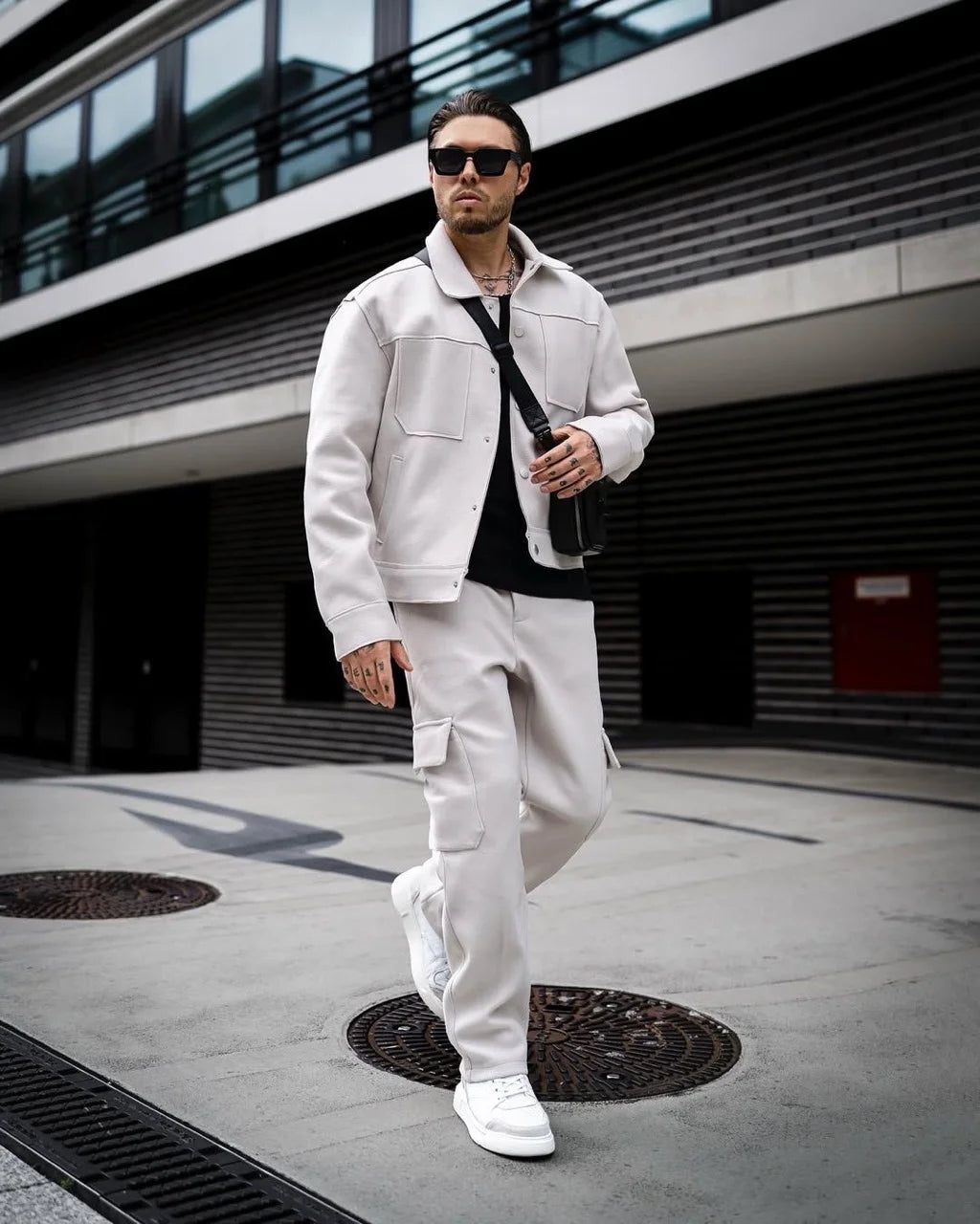 Ensemble épais veste fermeture éclair et pantalon class beige | Lyon