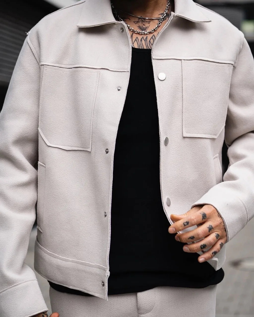 Ensemble épais veste fermeture éclair et pantalon class beige | Lyon