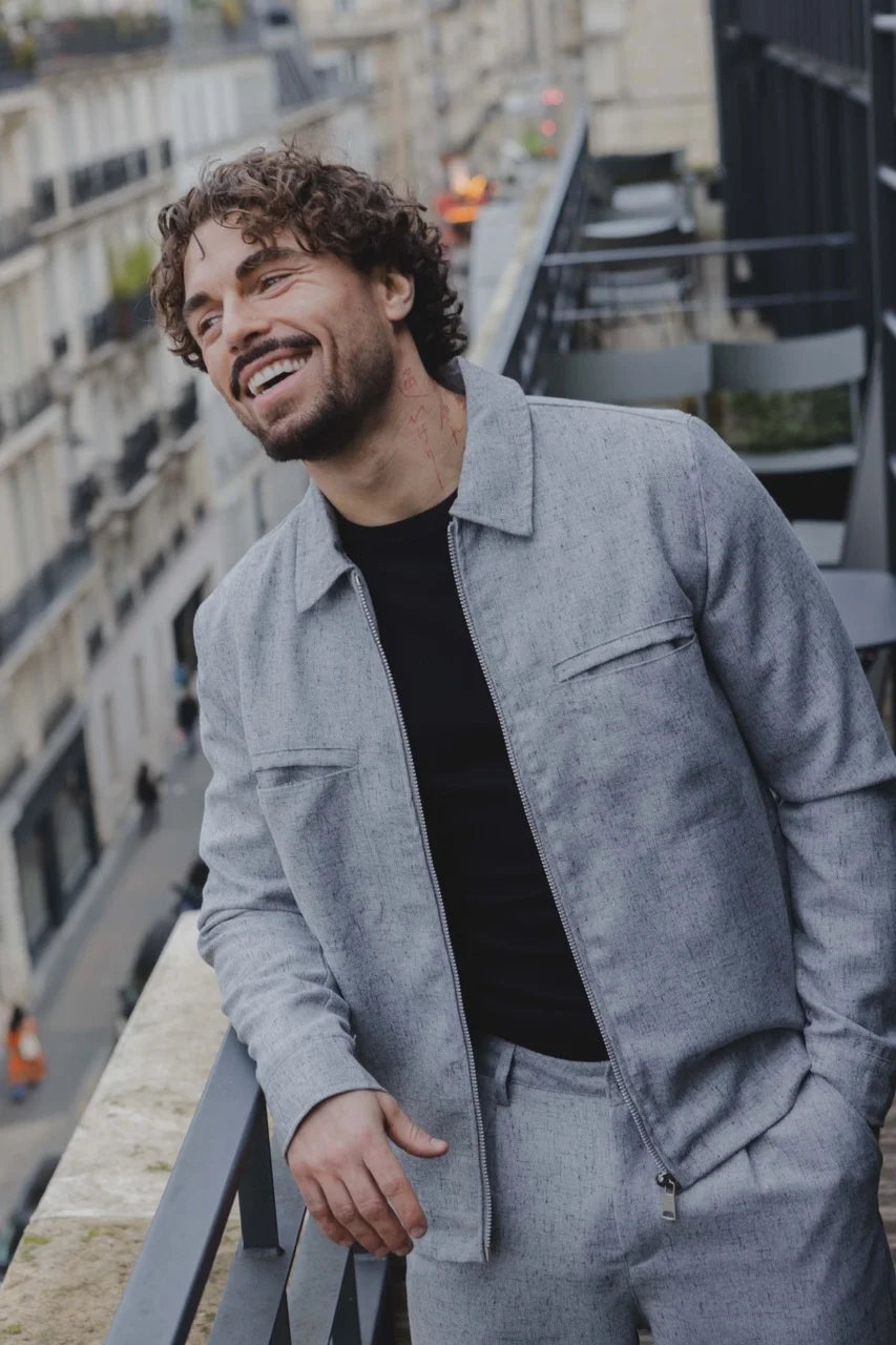 Ensemble veste fermeture éclair et pantalon class gris | Lyon